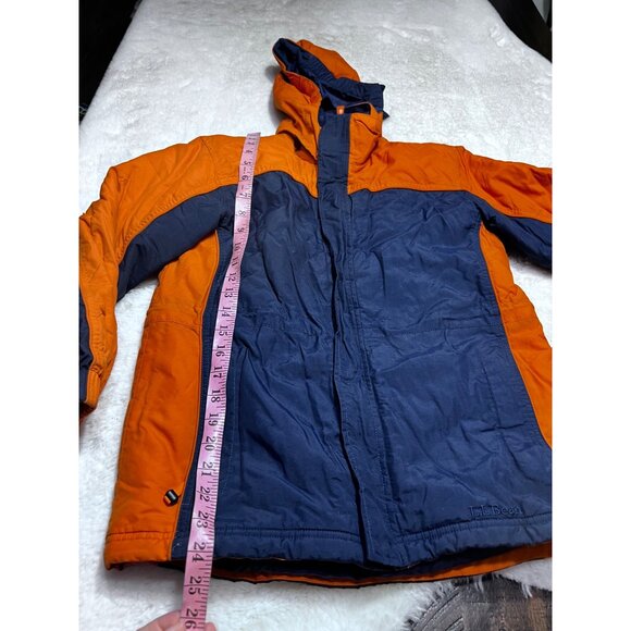L.L Bean Orange blue hooded kids boys coat size medium 10-12 - Picture 6 of 6